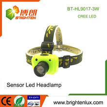 Factory Wholesale ABS and Aluminum 3 Mode Light XPE R3 3W LED Sensor High Power Zoom Cree Headlamp with 3*aaa battery